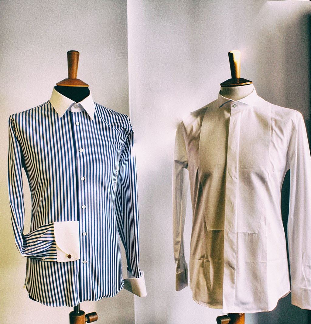 Gorges et plastrons de chemises. Revenga Chemisiers Genevois . Chemises sur-mesure à Genève. Bespoke shirts in Geneva