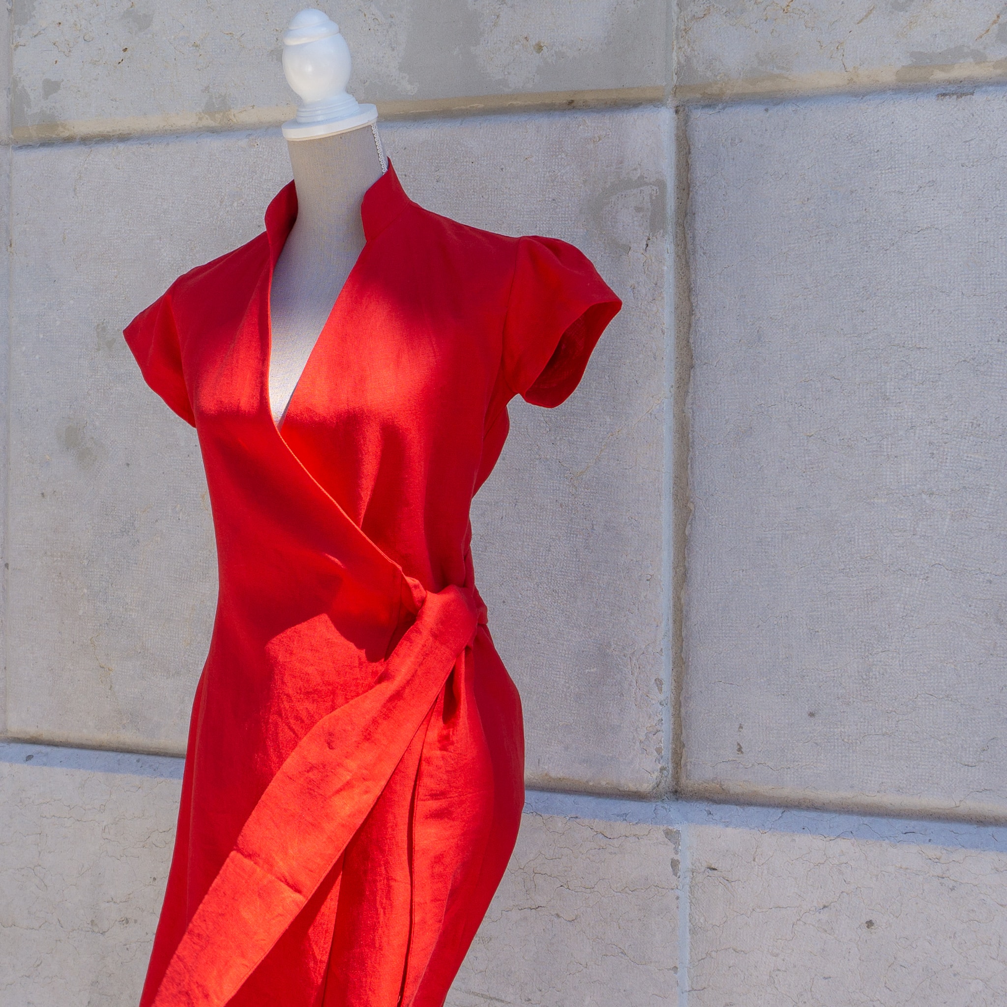 Red Linen Shirt Dress | Bespoke | Revenga Chemisiers Genevois